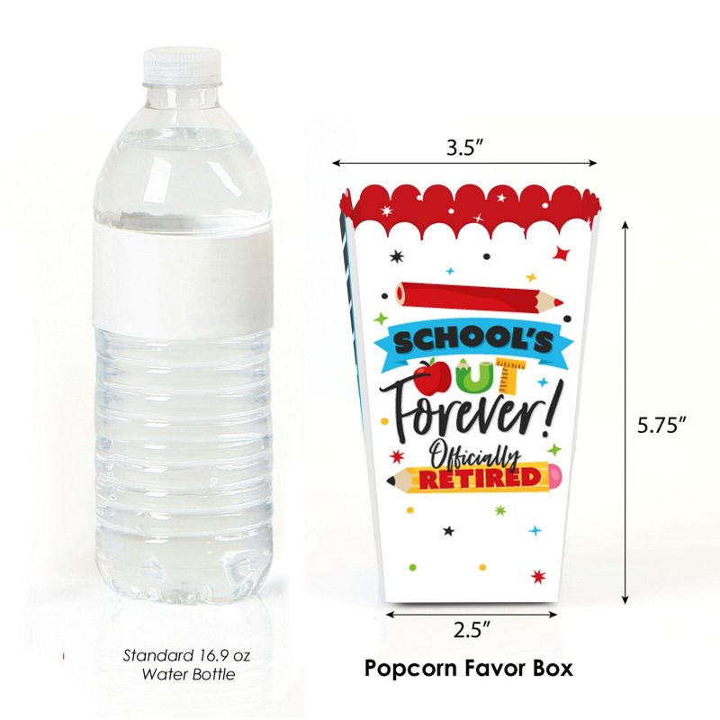Big Dot of Happiness Teacher Retirement - Happy Retirement Party Favor Popcorn Treat Boxes - Set of 12