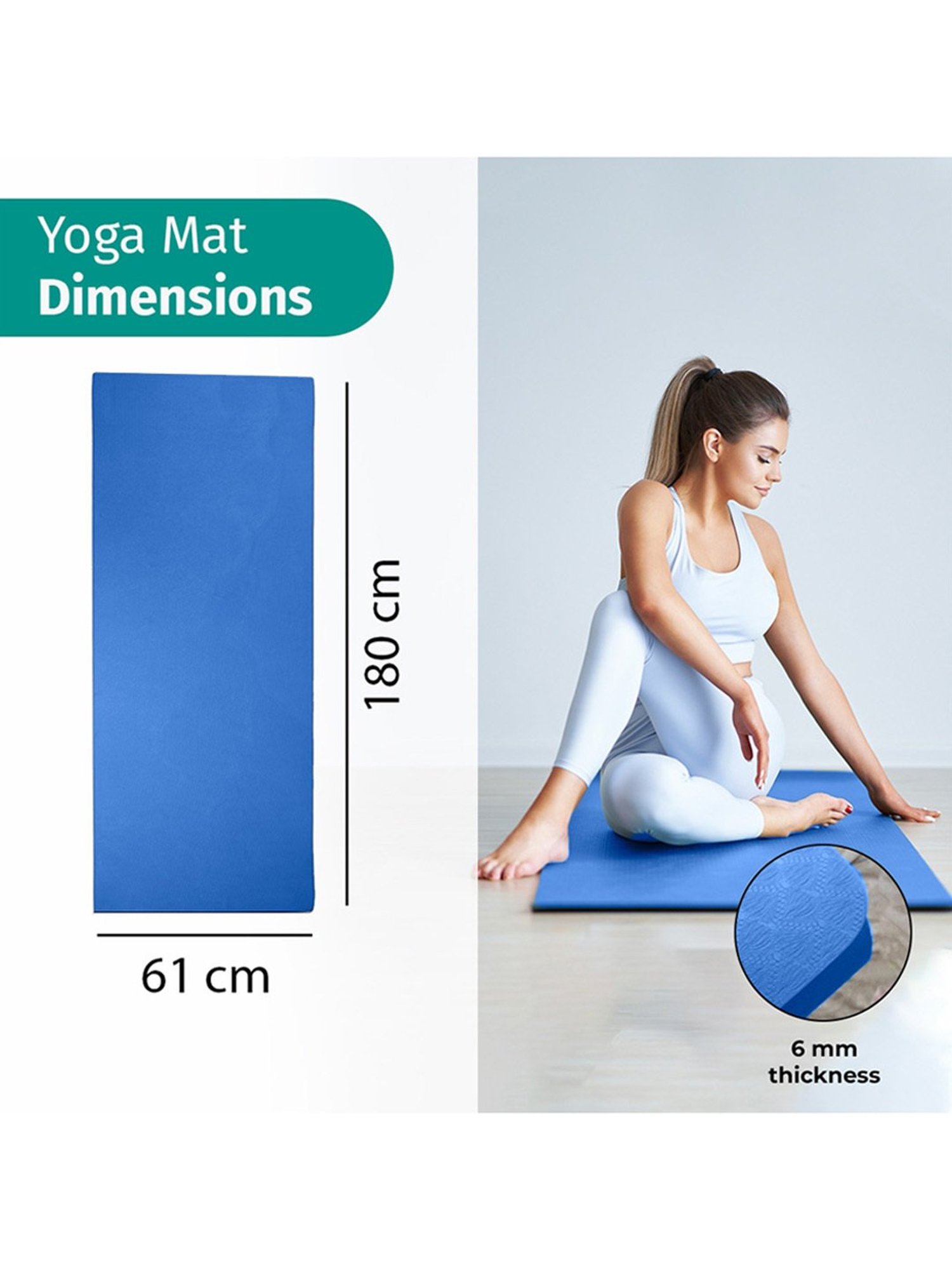 Yogarise Anti-Skid Yoga Mat Combo (Blue) Size - 6mm
