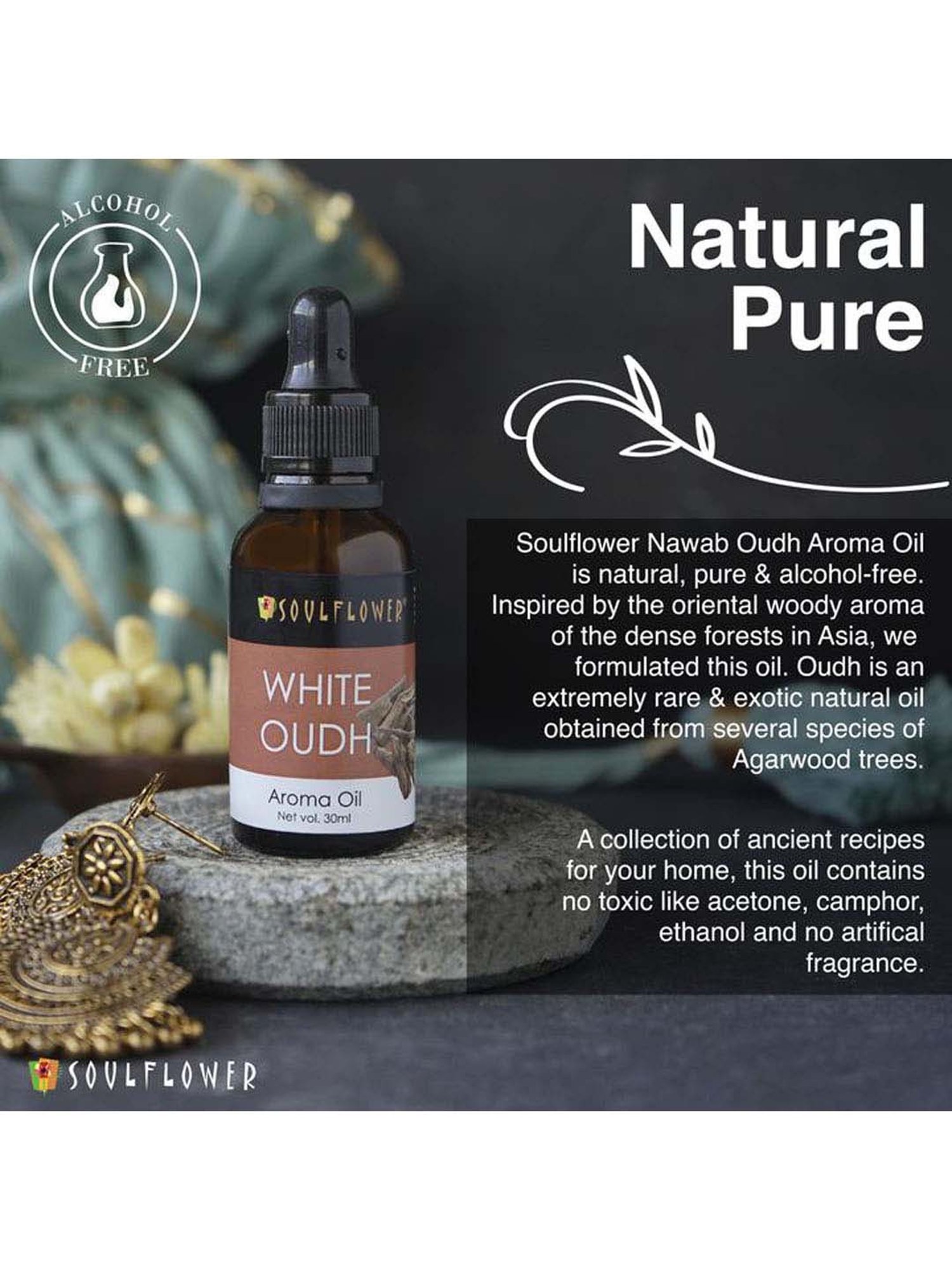 Soulflower White Oudh Aroma Oil (30 ml) - Set of 1