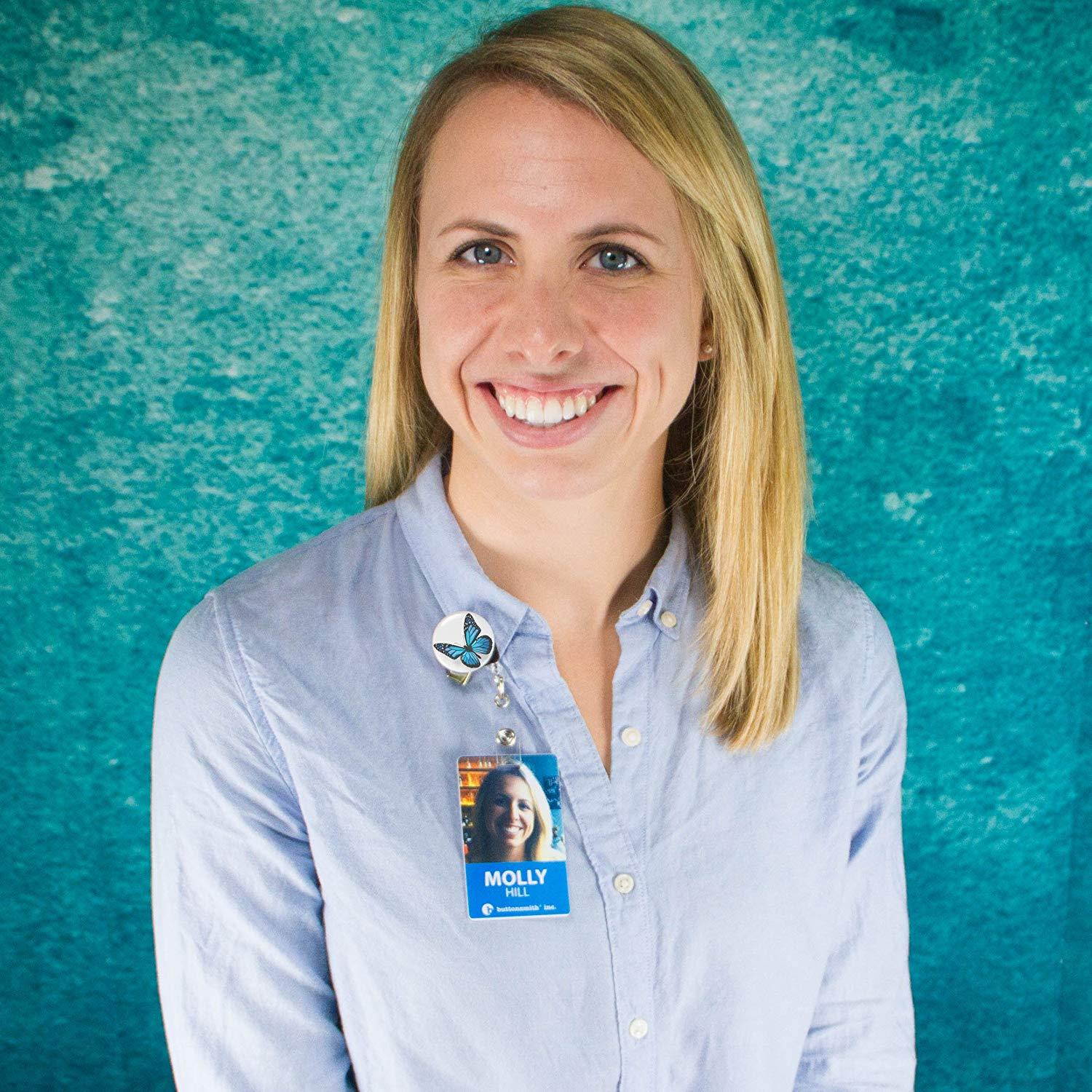 Buttonsmith Butterfly Retractable Tinker Reel Key Reel with Rotating Alligator Clip and Swappable Tinker Tops - Made in the USA, 1 Year Warranty