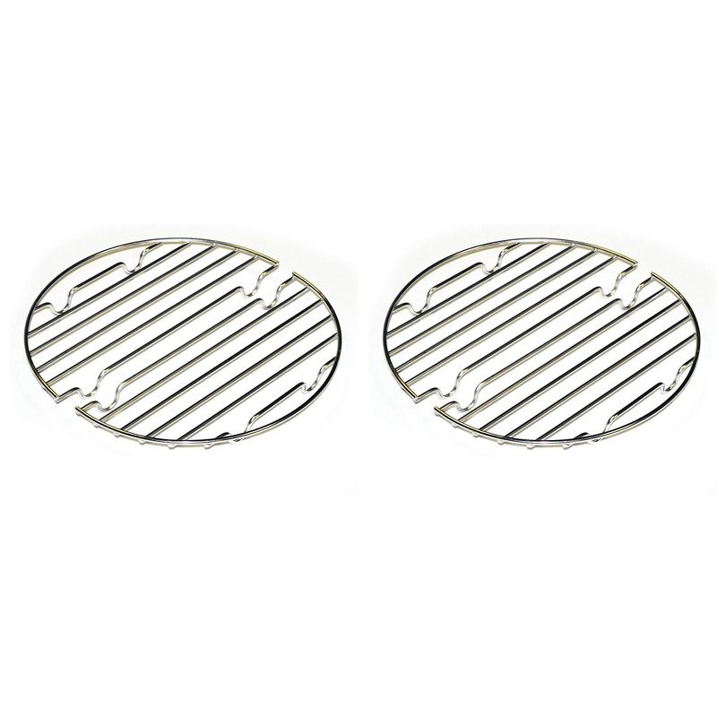 CanCooker Round Outdoor Stainless Steel Two Piece CanCooker Rack, Raising Food Up and Prevents Burning and Sticking Meals, Silver  (2 Pack)