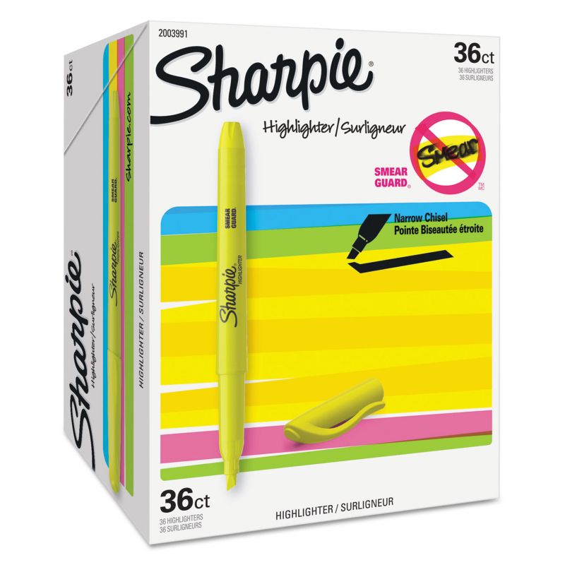 Sharpie Pocket Highlighters - Office Pack Chisel Tip Yellow 36 per pack 2003991