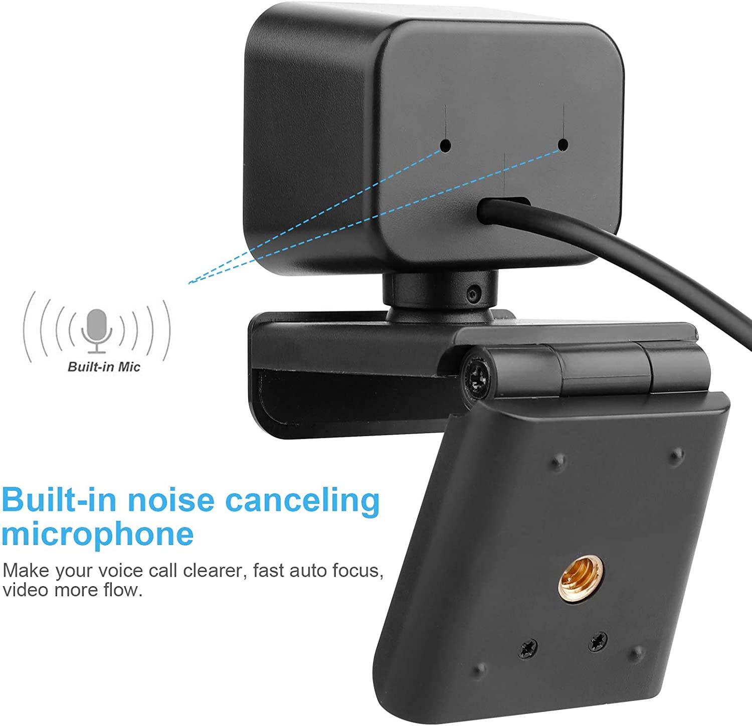 Webcam with Microphone, Full HD Video Webcam 1080P Webcam, Fixed Focus, Automatic Light Correction,  for Video Conferencing, Teaching, Streaming Media and Games