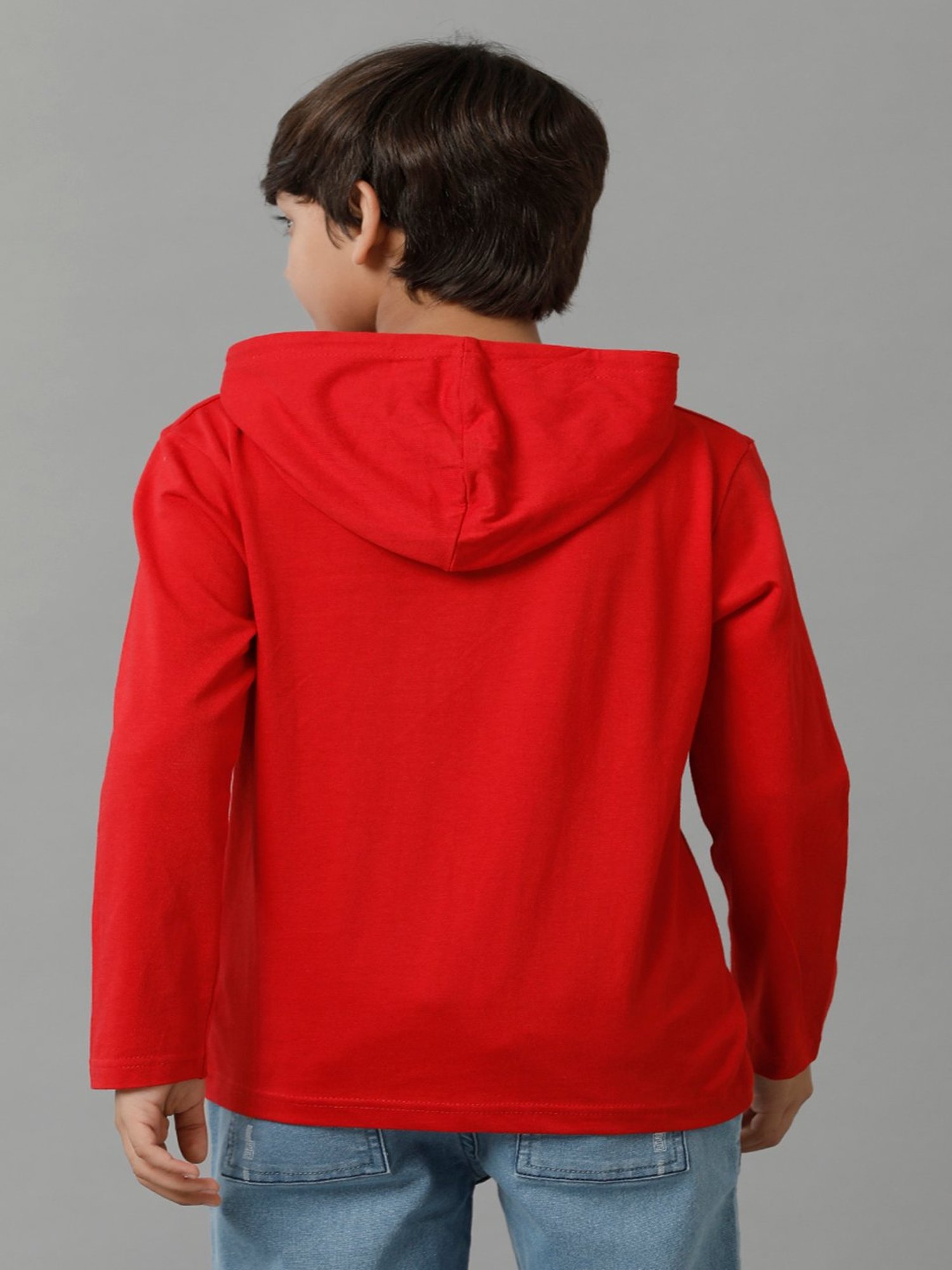 Under Fourteen Only Kids Red Solid Full Sleeves T-Shirt