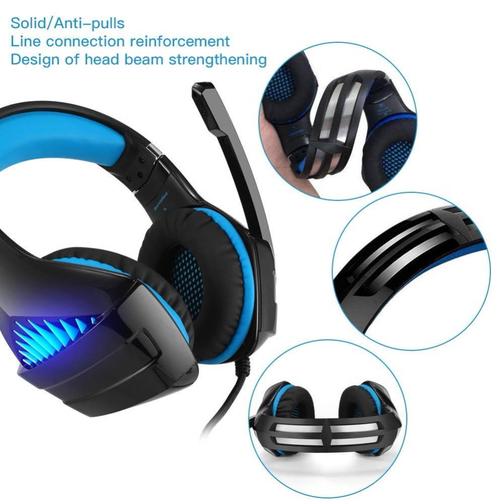Gaming Headset for Xbox One PS4 PC Stereo Surround Sound Noise Cancelling Over Ear Headphone with Mic LED Light