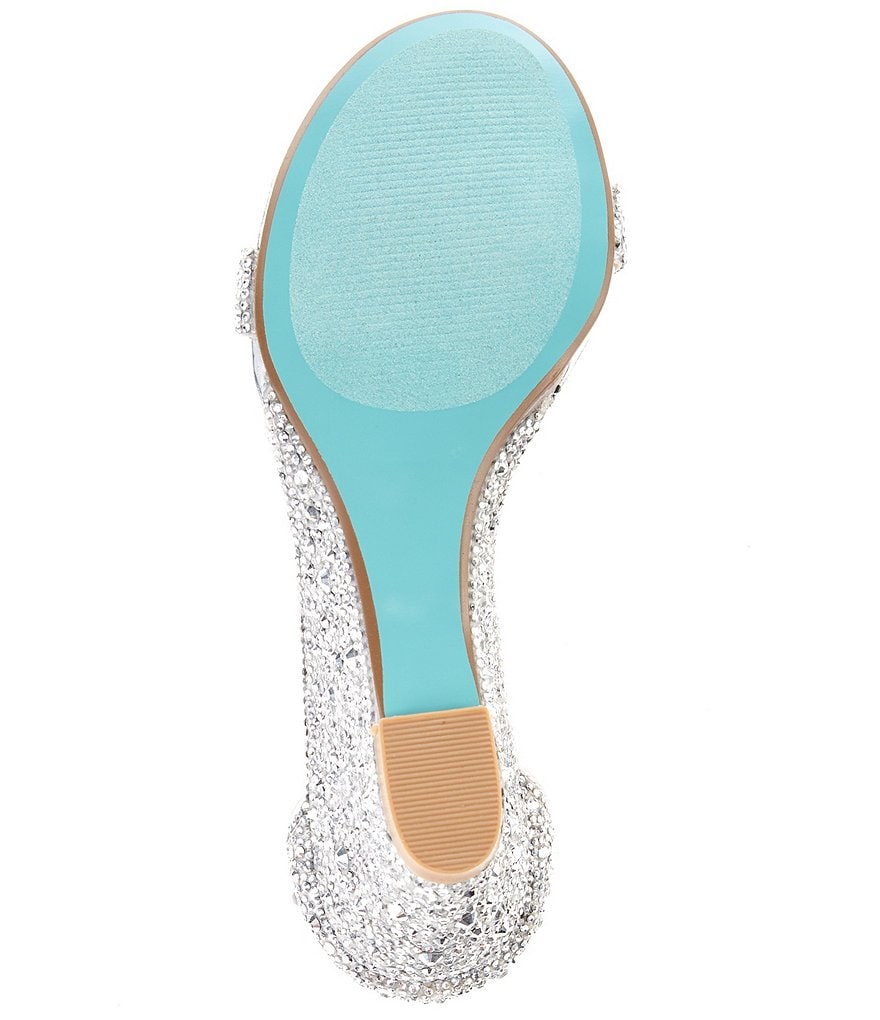 Blue by Betsey Johnson Debie Rhinestone Embellished Ankle Strap Wedge Dress Sandals
