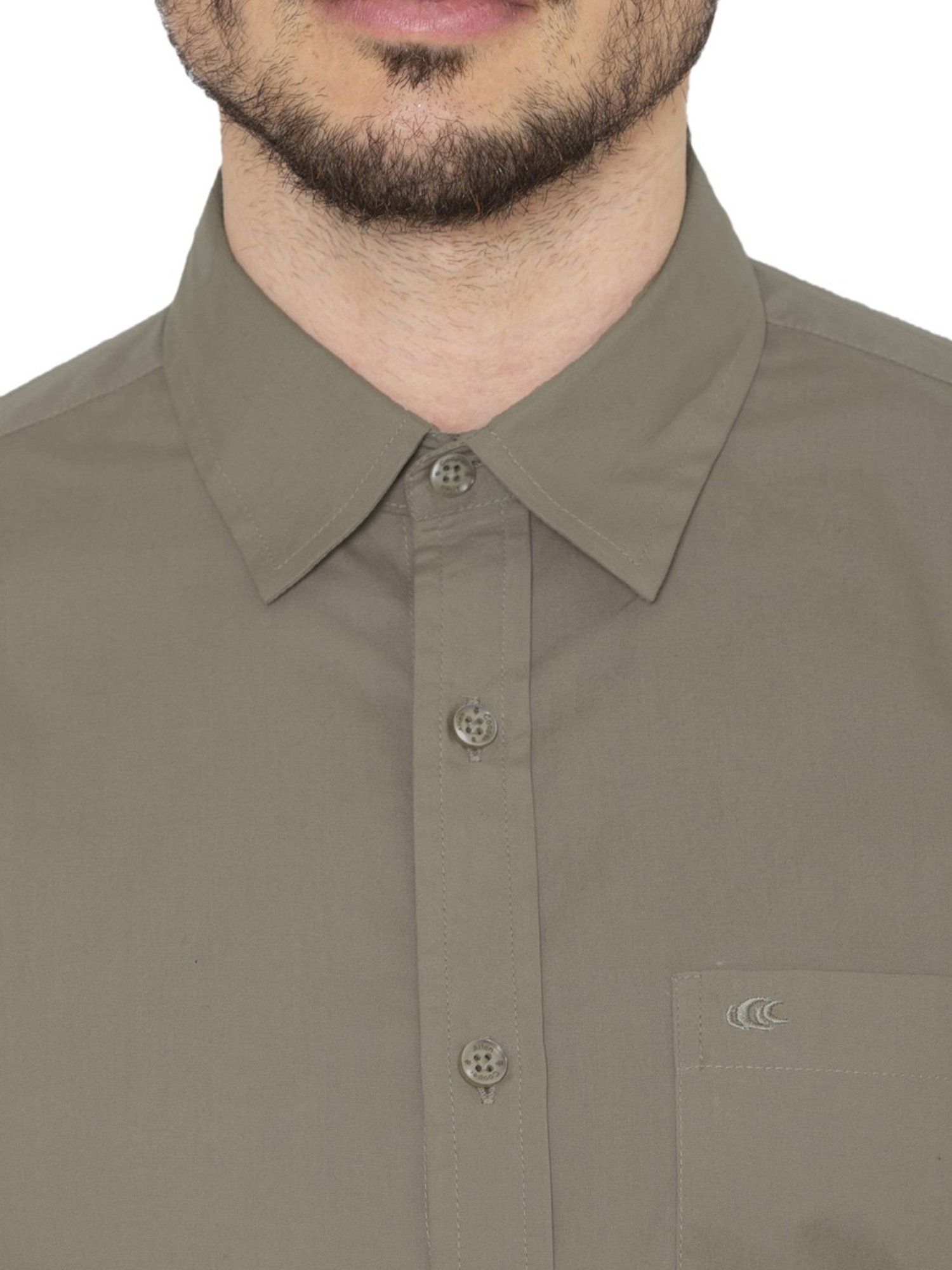 Allen Cooper Grey Cotton Regular Fit Shirts