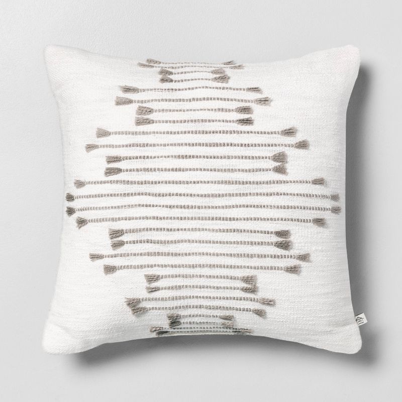 18" x 18" Multi Texture Dash Throw Pillow Light Gray - Hearth & Hand™ with Magnolia