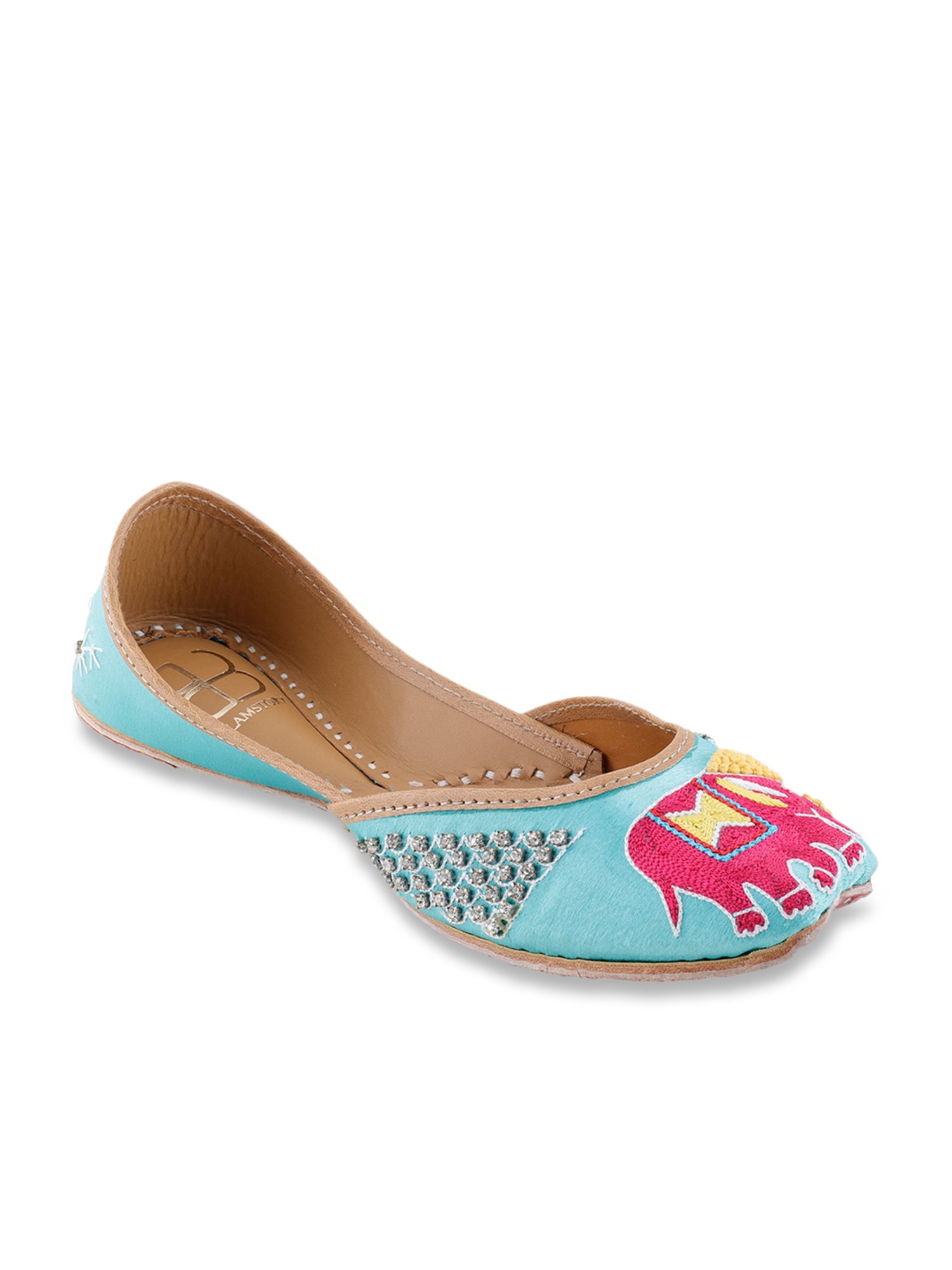 Glam Story Women's Inara Turquoise Ethnic Juttis