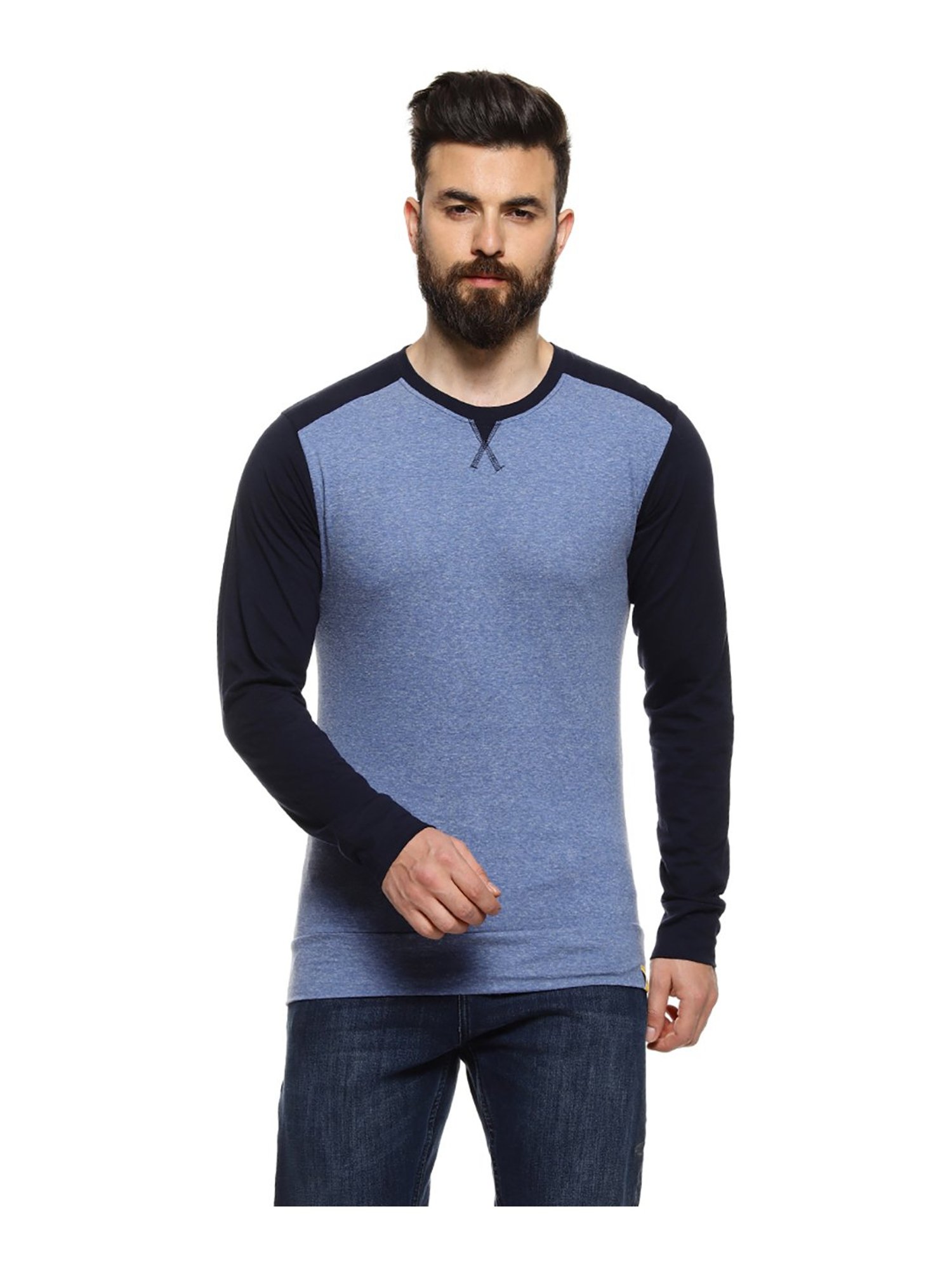 Campus Sutra Blue Crew T-Shirt