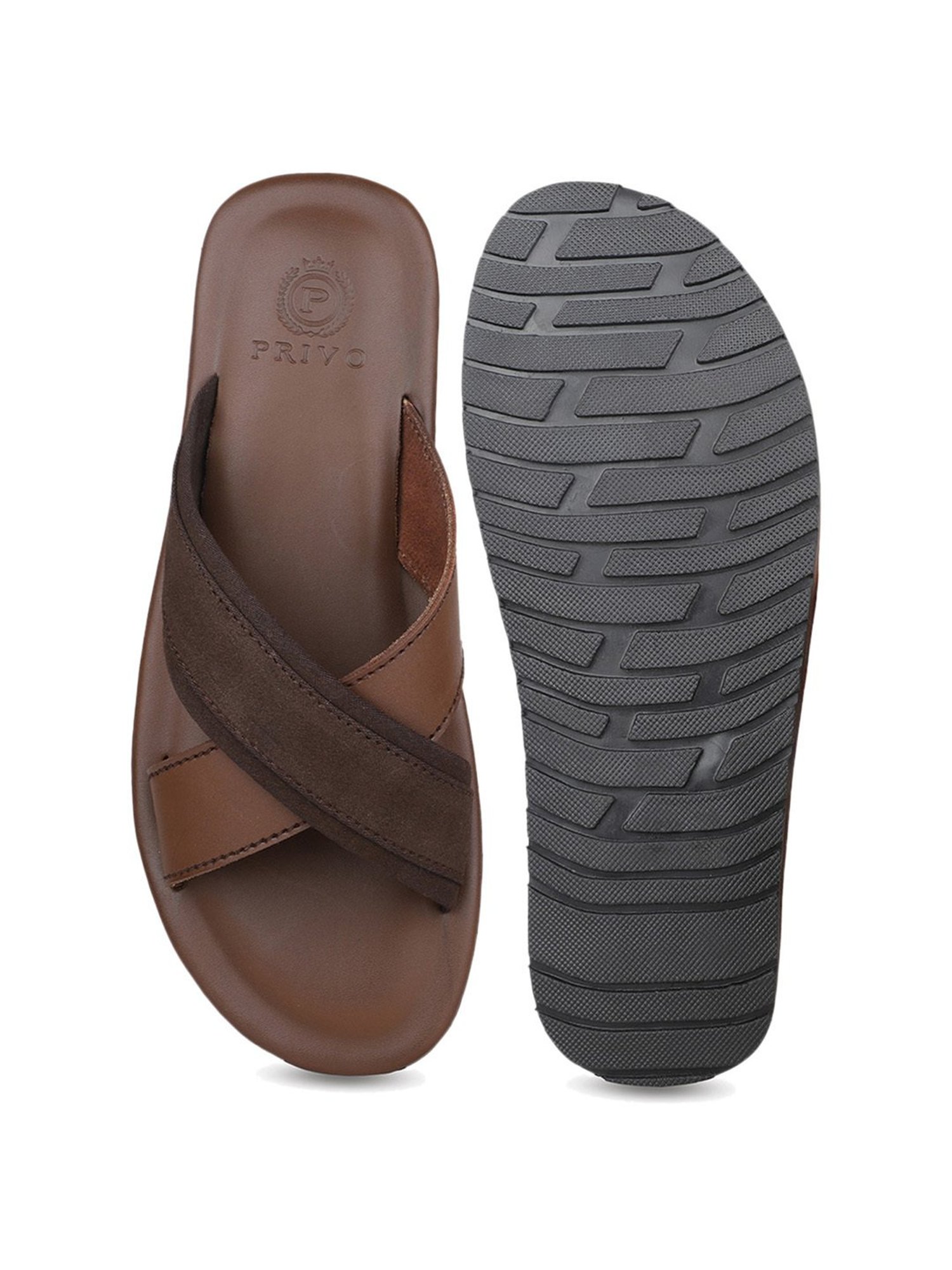 Privo by Inc.5 Men's Brown Cross Strap Sandals
