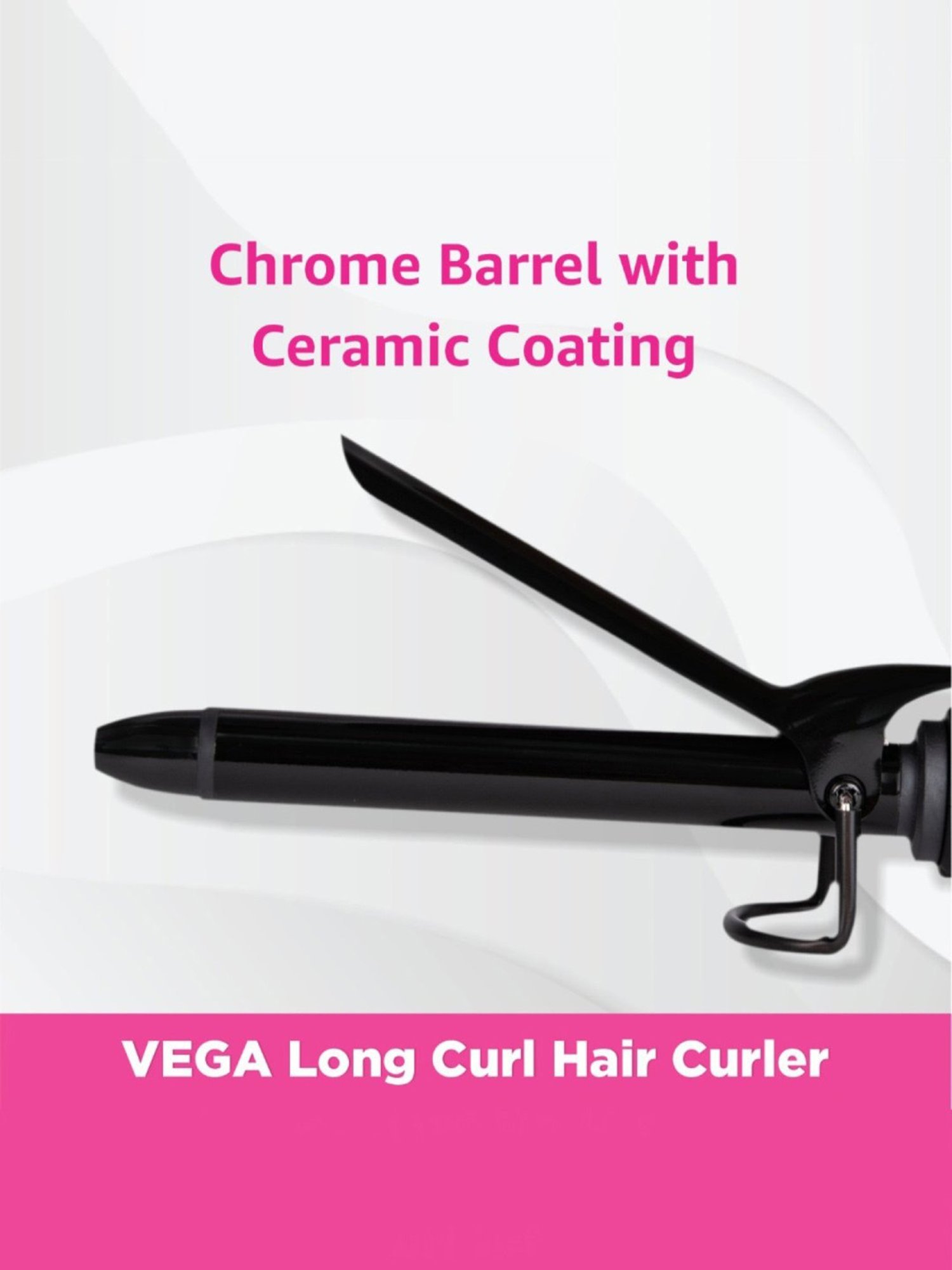 Vega Smooth Curl Hair Curler - 19 mm With Ceramic Coated Barrel (VHCH-03, Black)