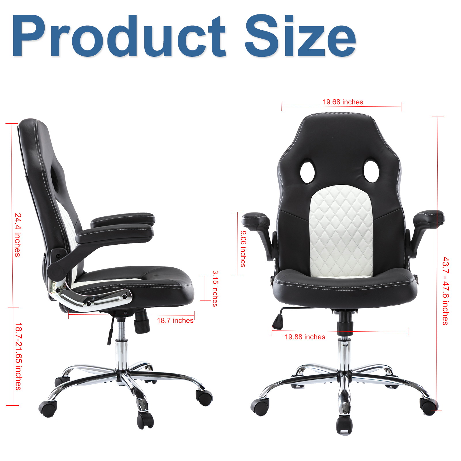 Gaming Chair, Racing Style Computer Desk Chair Padded Armrests Ergonomic Lumbar Support Adjustable Height
