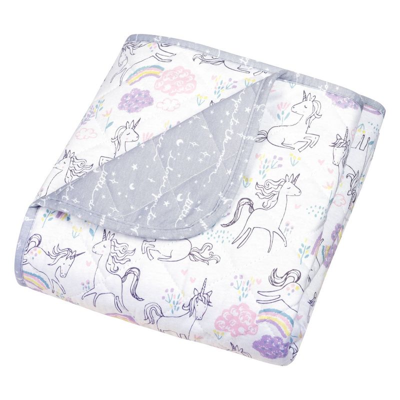 Trend Lab Reversible Baby Quilt - Playful Unicorns