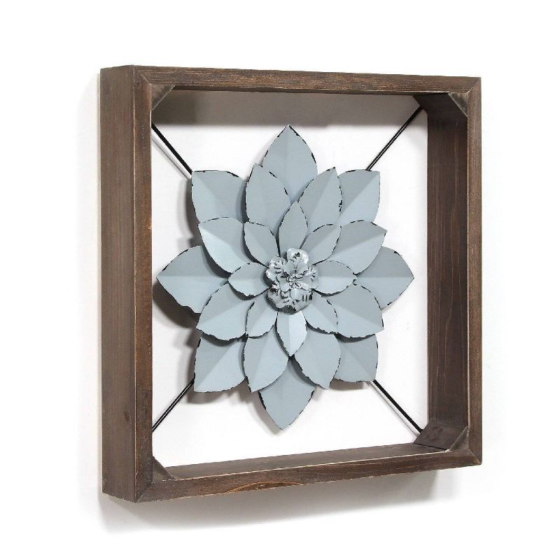 15.75" Framed Metal Flower Blue - Stratton Home Décor