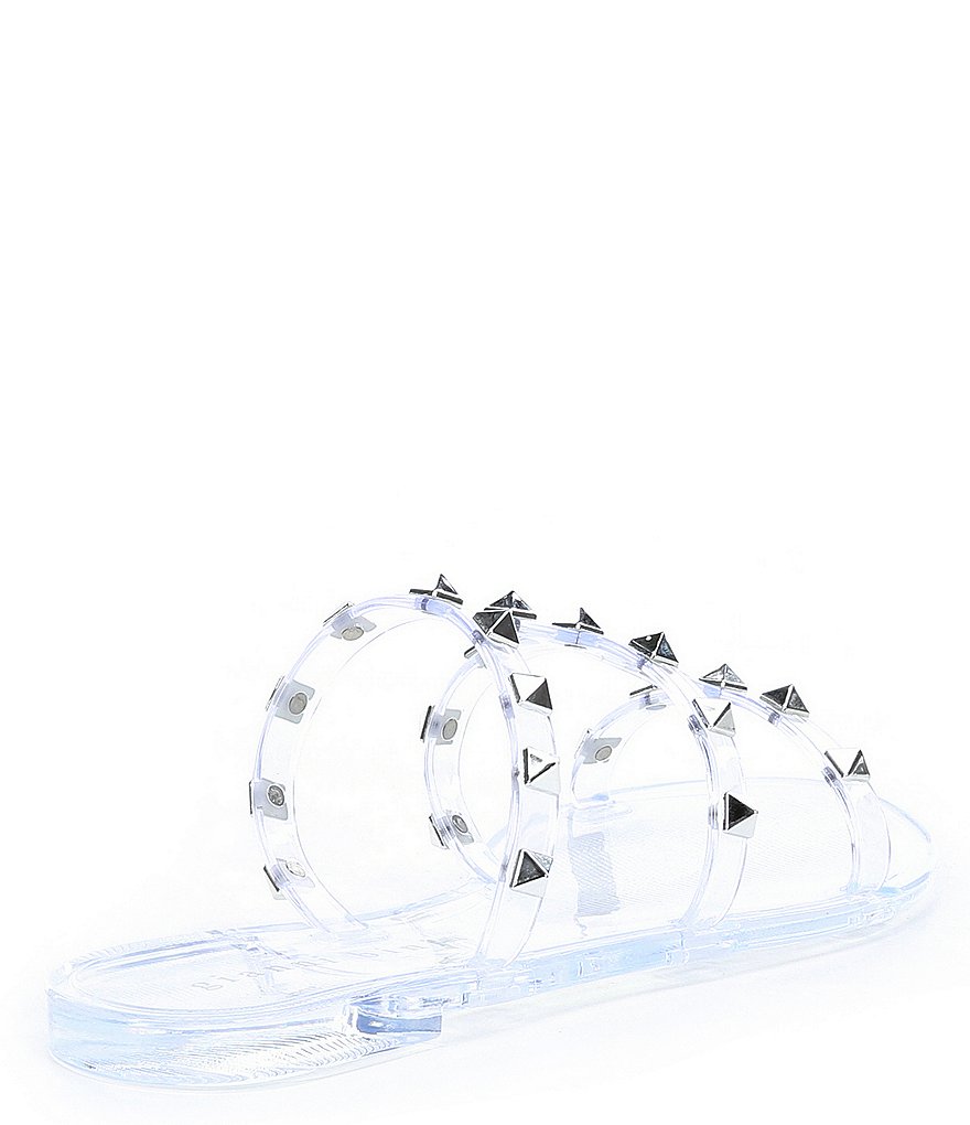 Gianni Bini Tiphany Clear Triple Band Studded Jelly Slides