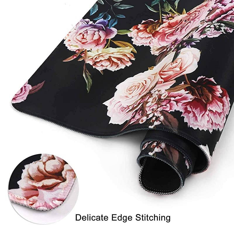 Desk Pad Large Gaming Mouse Pad with Stitched Edges Extended Mouse Pad Desk Mat with NonSlip Rubber Base Waterproof Keyboard Pad Mat for Home Office Work Peony Flower 315x1181 in