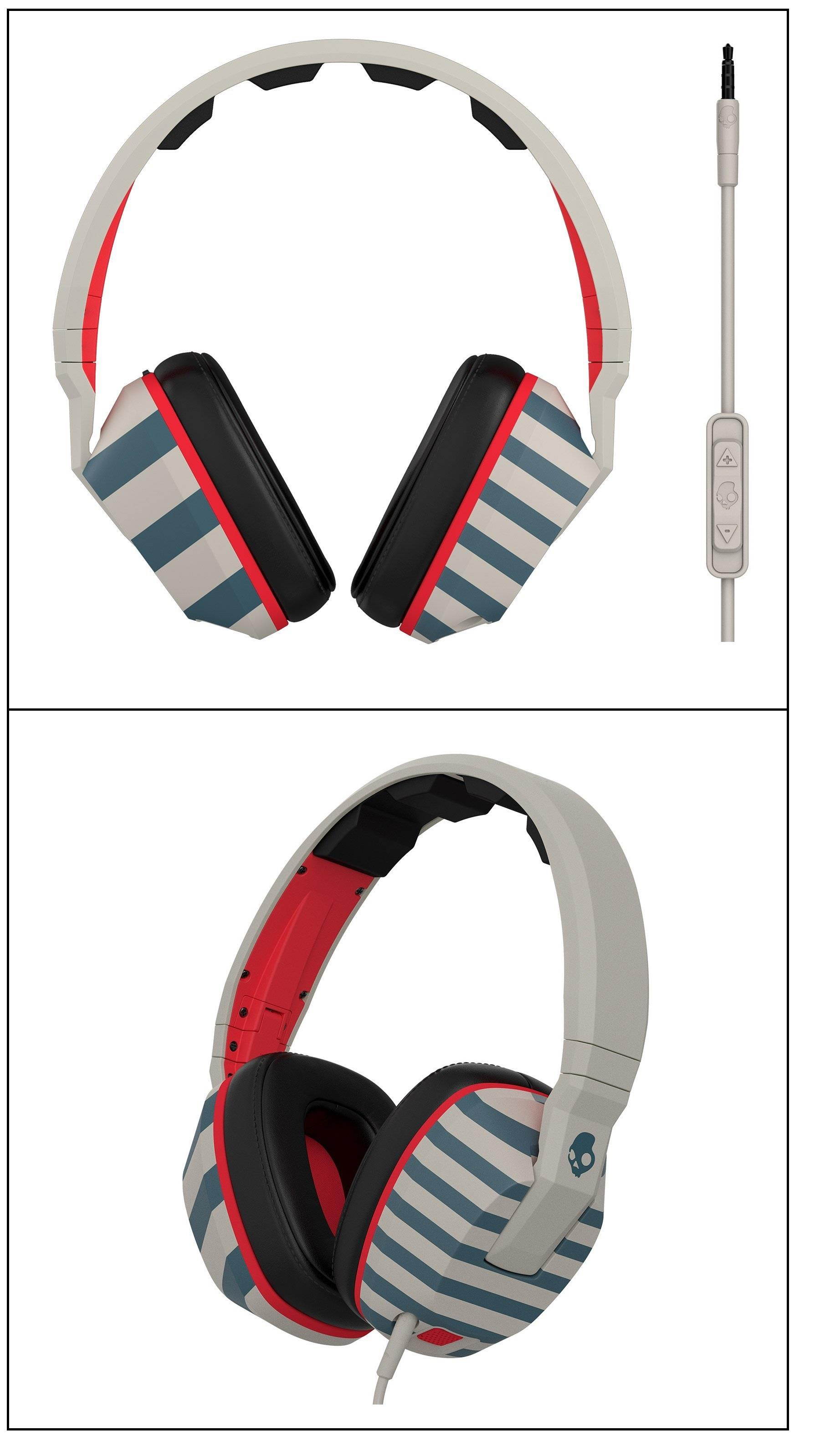 Skullcandy Crusher Headphones with Mic Stripes/Tan/Navy, One Size