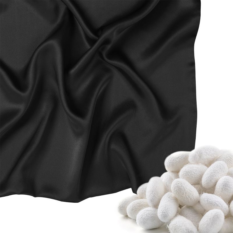 1 Pc 20&rdquo; x 30" Silk for Facial Beauty and Hair Pillow Case Black - PiccoCasa