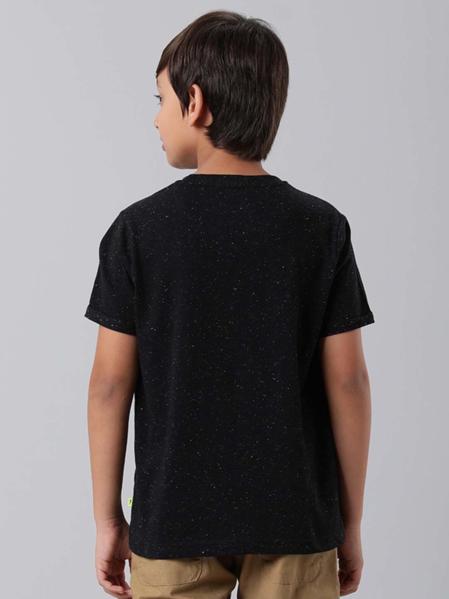 Indian Terrain Boys Black Cotton Printed T-Shirt