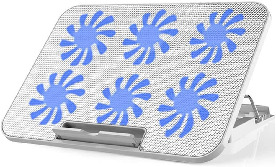 XIAOLI Notebook Cooler Laptop Cooling Pad 12-17.2 Inch Gaming Laptop Cooler Cooling Pad 6 Fans and 2 USB, 2400 RPM Strong Wind Designed for Gamers and Office Laptop Cooler pad (Color : White)