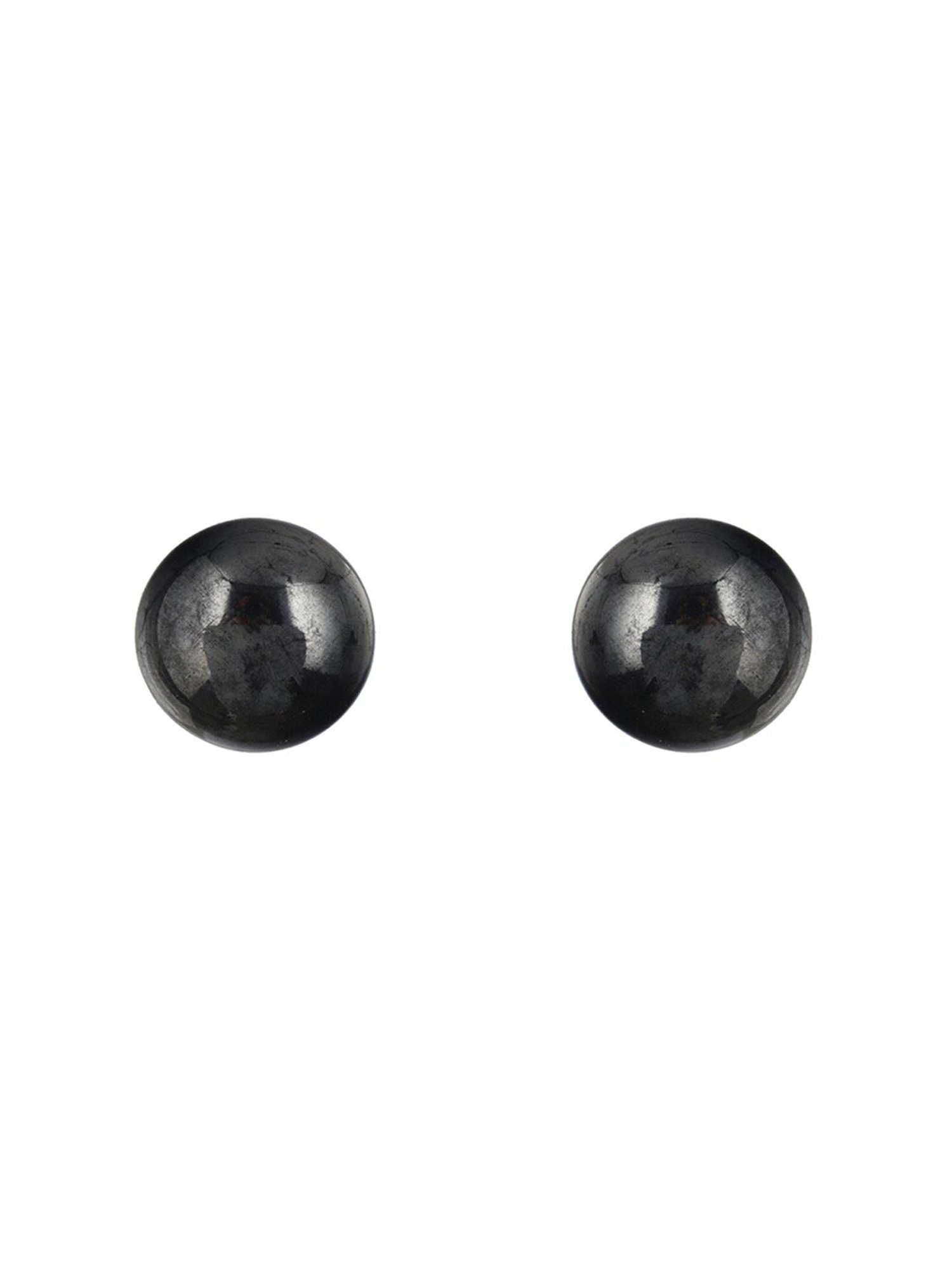 Prita by Priyaasi Glossy Dark Grey Sphere Stud Earrings