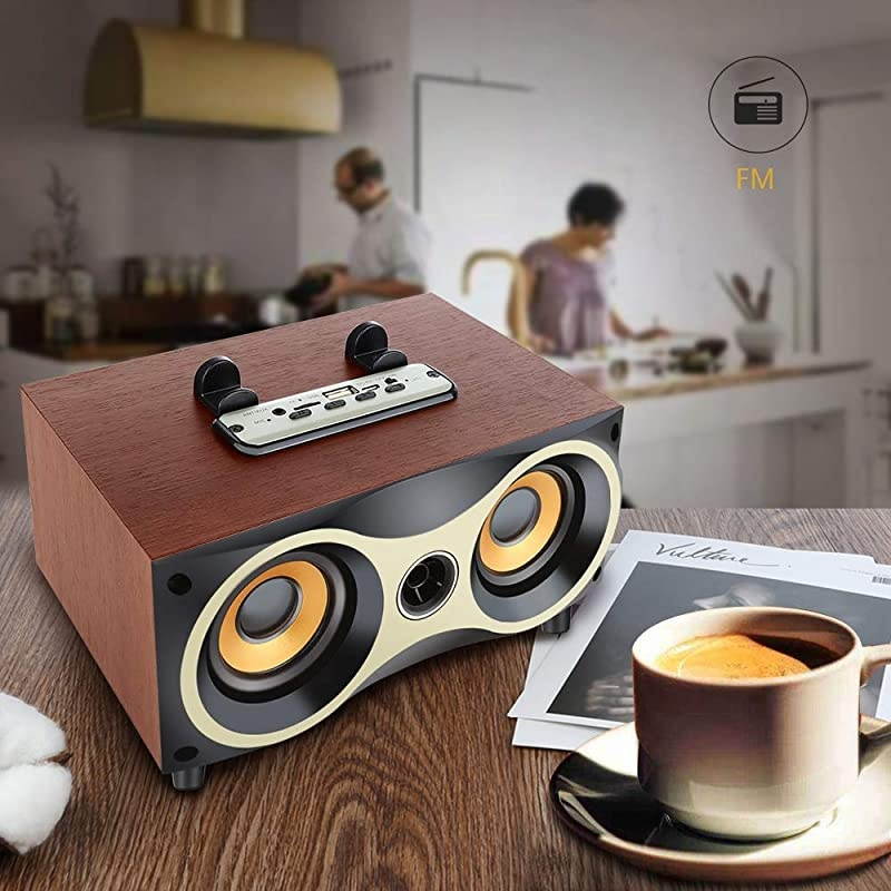 Desktop Wooden Wireless Bluetooth Portable Speaker with HD Sound and Bass Support Mobile Phone Stand USB TF Card FM Radio OwlShaped Speakers for Camping Biking Partying Travel