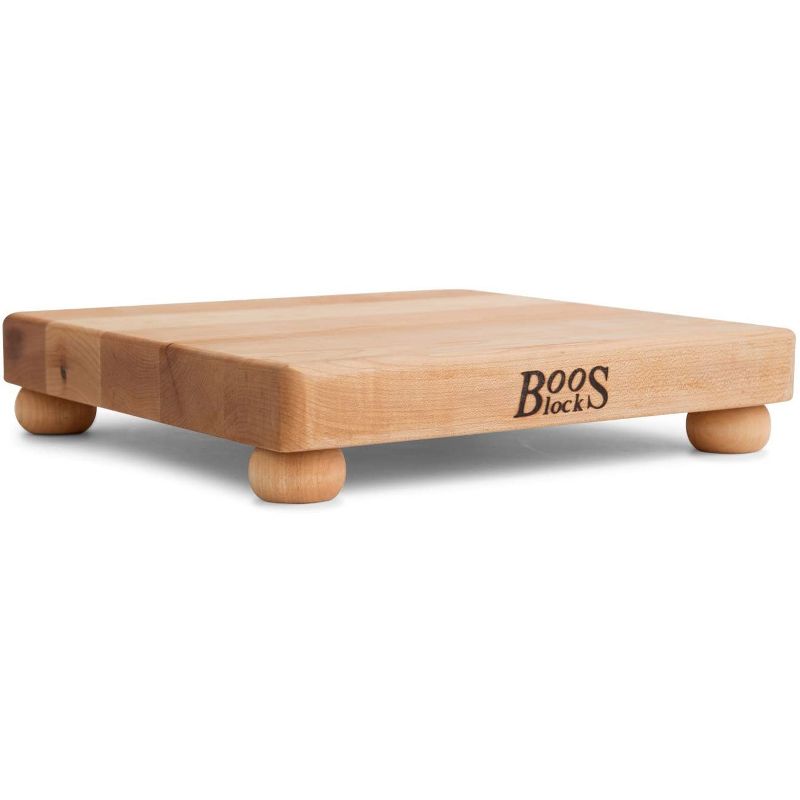 John Boos 12 Inch Wide 1.5 Inch Thick Flat Carving Cutting Board with Bottom Feet, 12 x 12 x 1.5 Inches, Maple Wood