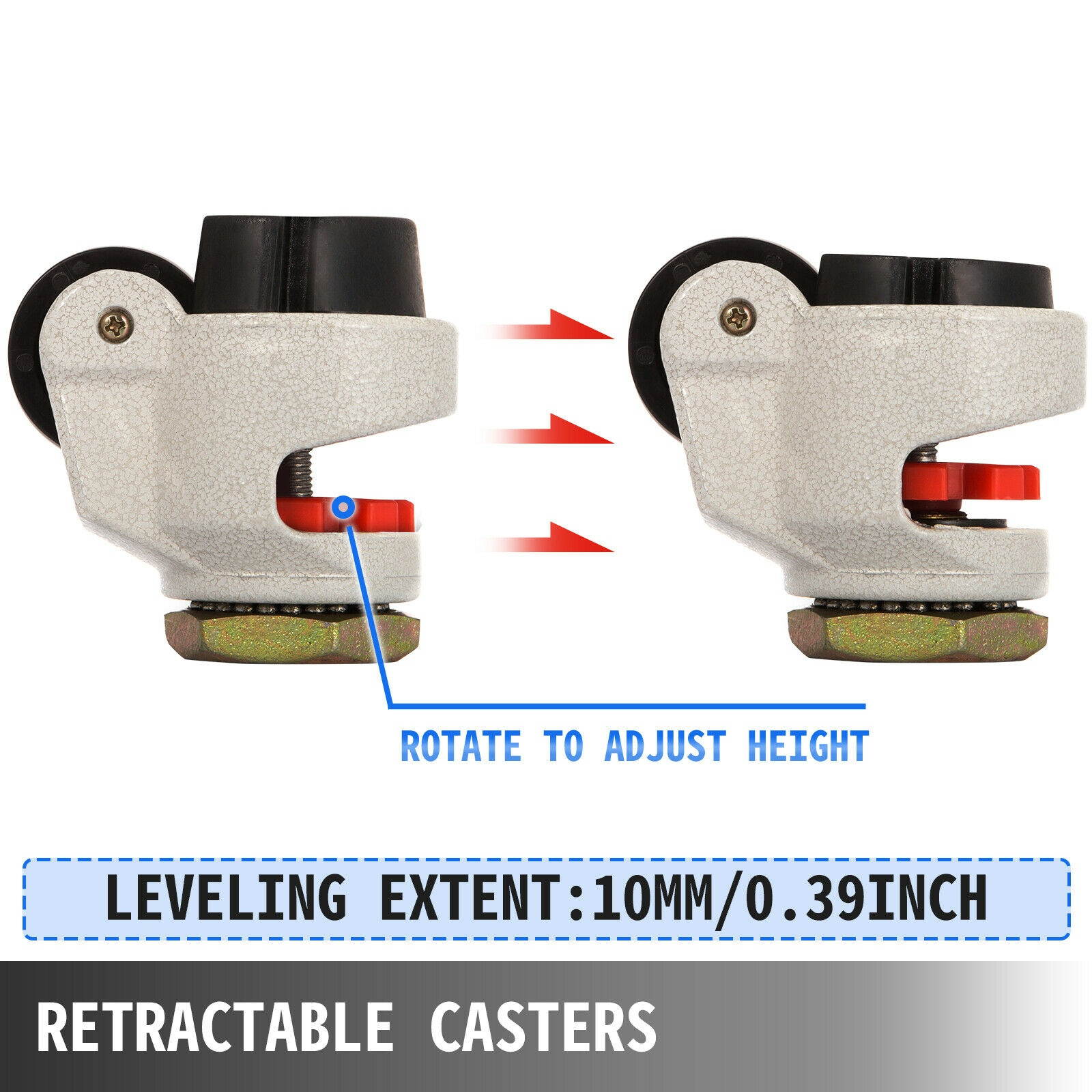 GD-40S Nylon Wheel and NBR Pad Set of 4 Leveling Casters