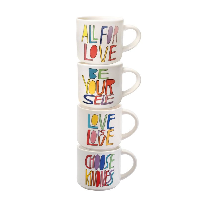 Queer Eye 14oz 4pk Stoneware Love Quote Assorted Mugs