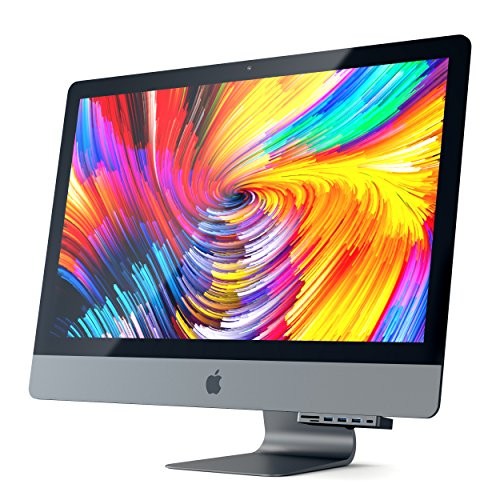 Satechi Aluminum Type-C Clamp Hub Pro with USB-C Data Port, 3 USB 3.0, Micro/SD Card Reader - Compatible with 2019/2017 iMac and iMac Pro (Space Gray)