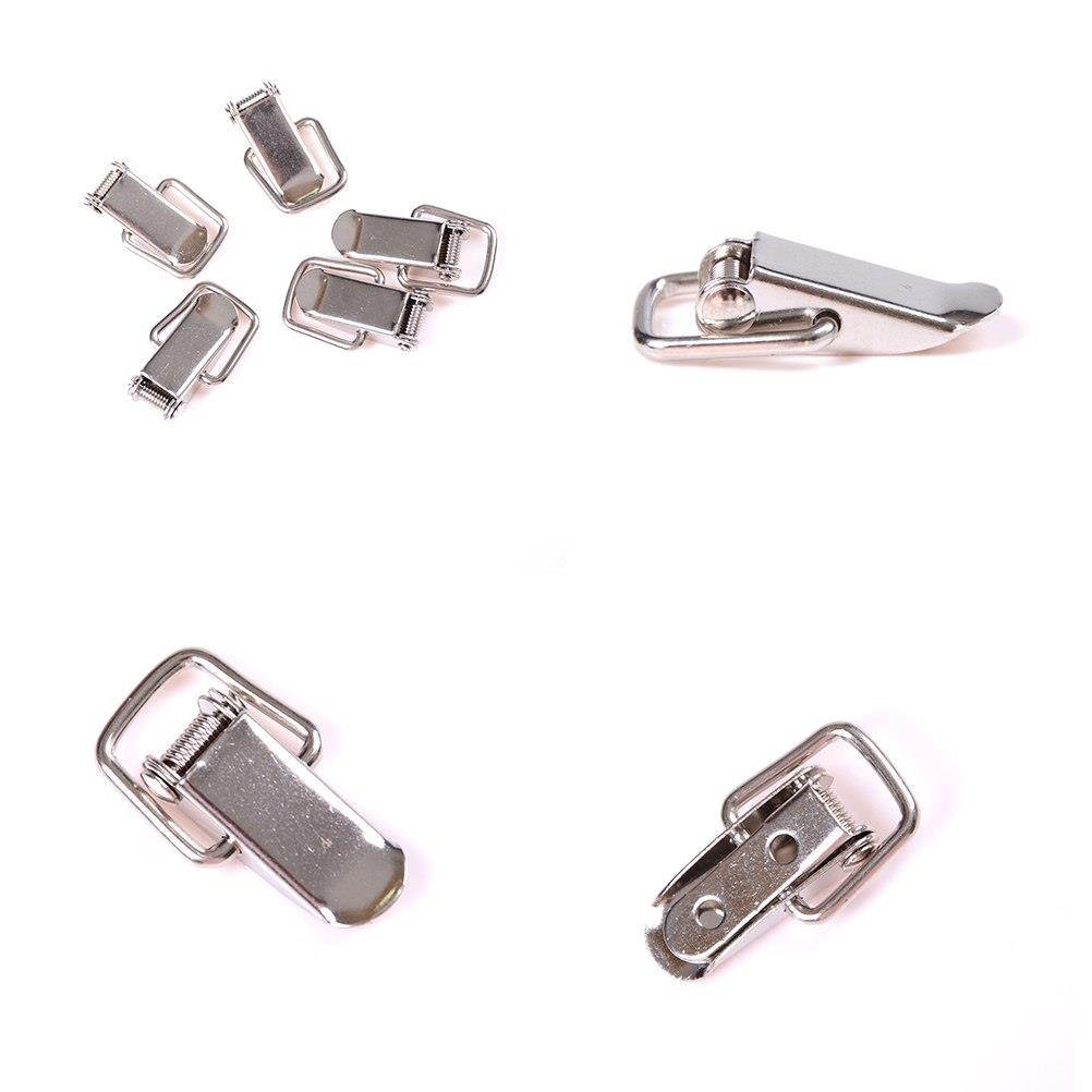 5Pcs Hardware Cabinet Boxes Spring Loaded Latch Catch Toggle Iron Hasp For Sliding Door Window Cabinet With Screw