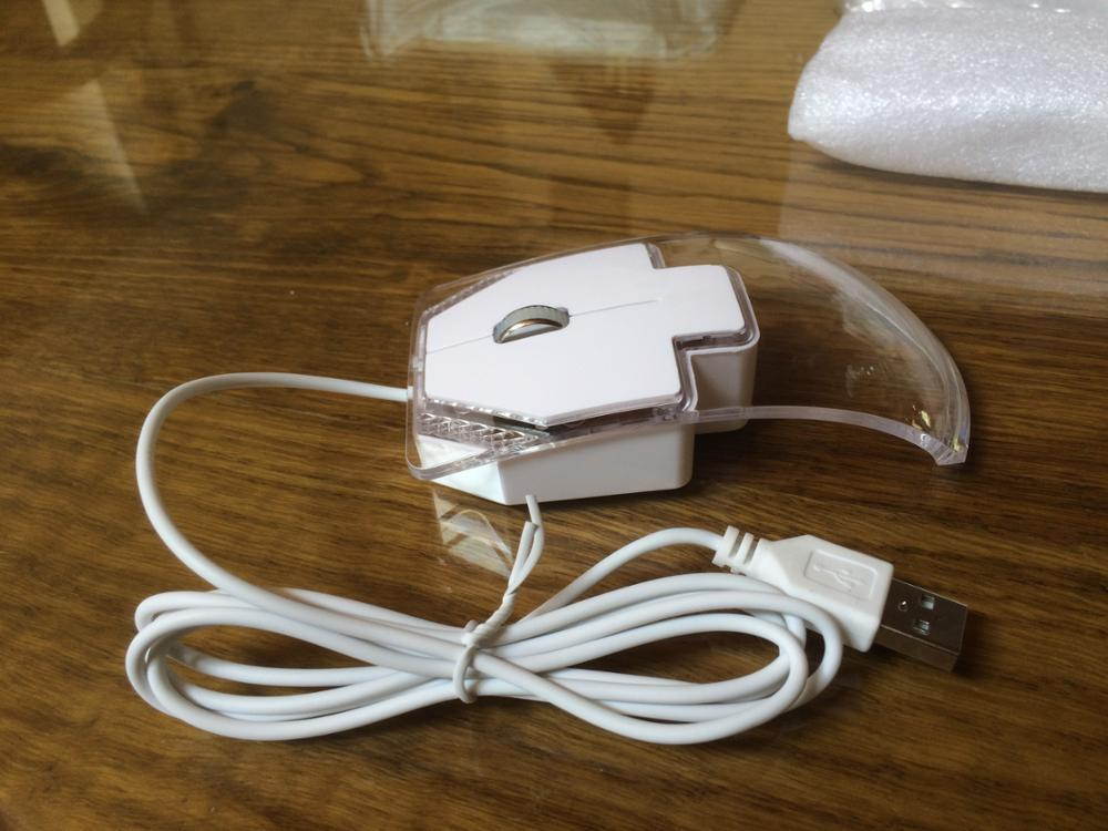 2018 Clear LED lamp USB Optical Wired Mouse Gamer 1600 DPI Gaming Mouse for PC Laptop Computer Raton Ordenador White