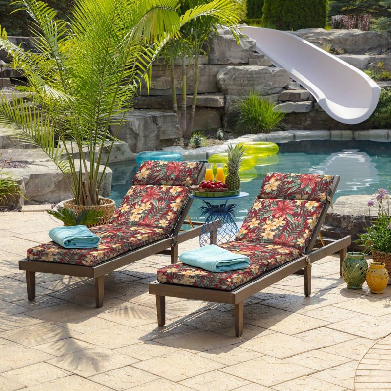 Arden Selections Clarissa Tropical Outdoor Chaise Lounge Cushion Ruby