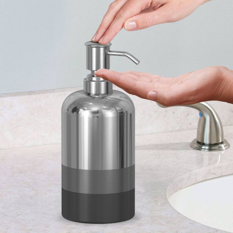 4pc Triune Metal Bath Accessory Set For Vanity Counter Tops Silver - Nu Steel