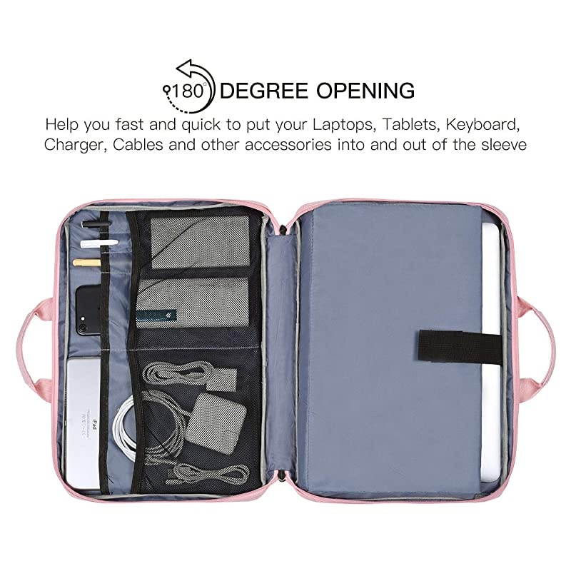 Inch Laptop Sleeve Briefcase for Women Ladies Bag with Accessories Organizer for Dell Inspiron 15 5584, HP Envy/Spectre x360 , Acer Aspire 15, Lenovo Yoga 730 ASUS MSI Macbook Case, Pink
