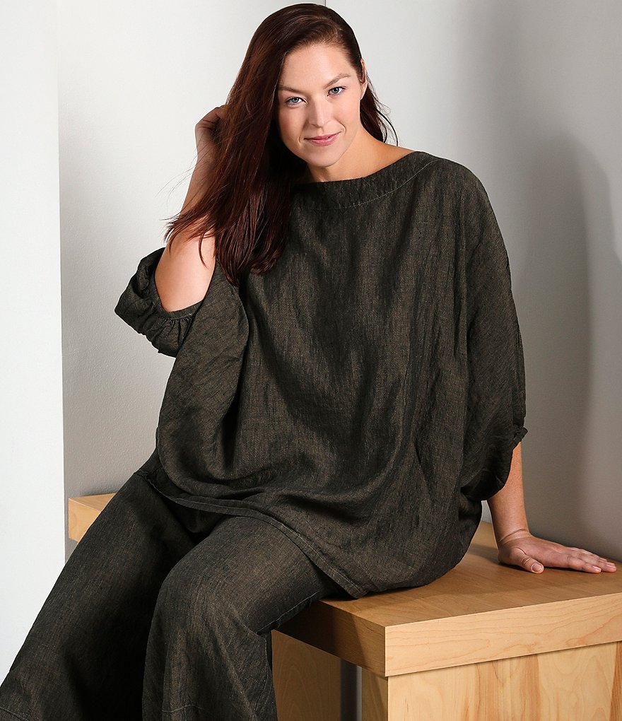 Bryn Walker Plus Size Oliver Cross-Dyed Linen Ankle Lantern Pants