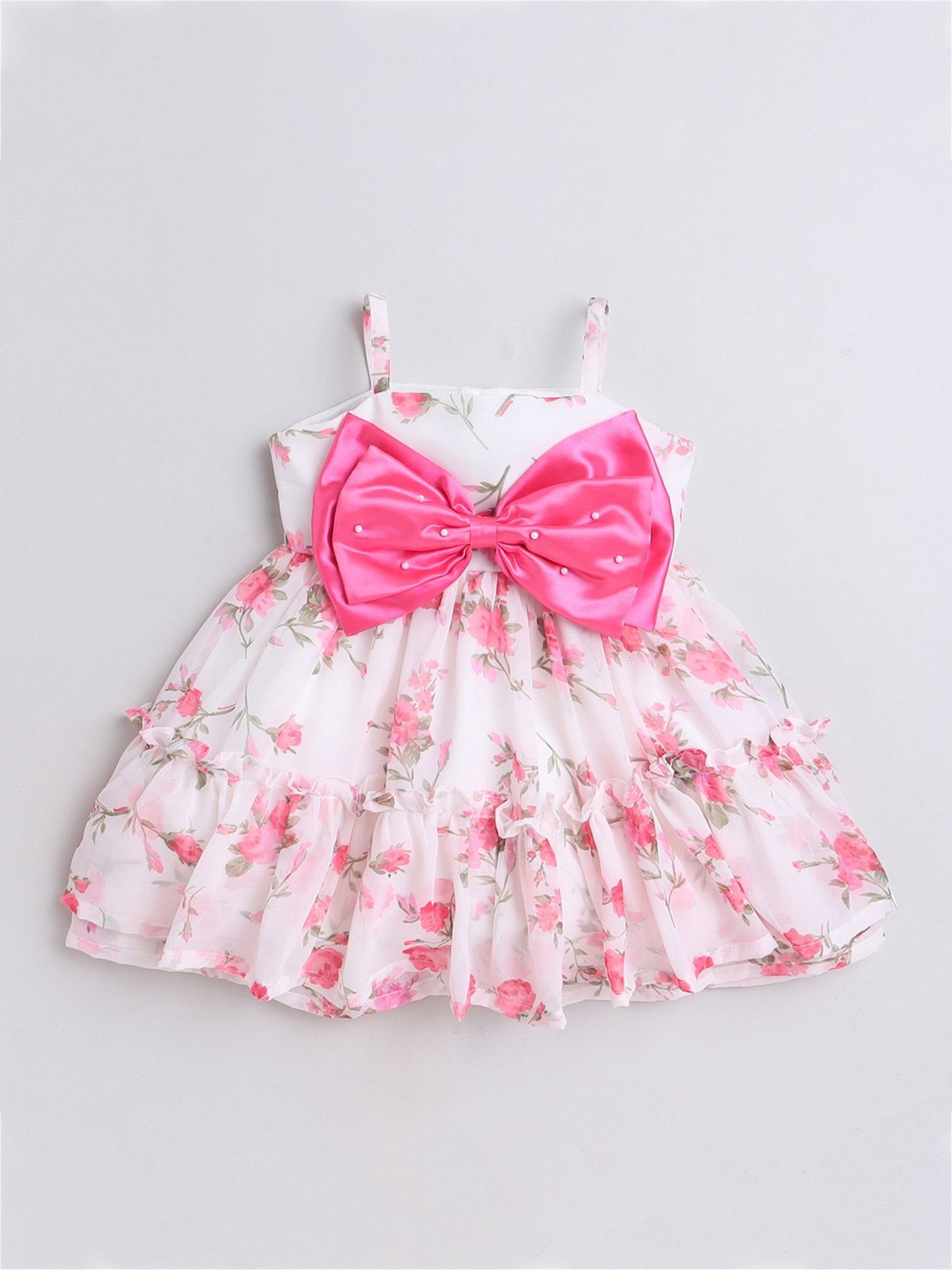 Many Frocks Kids White Floral Print Dress