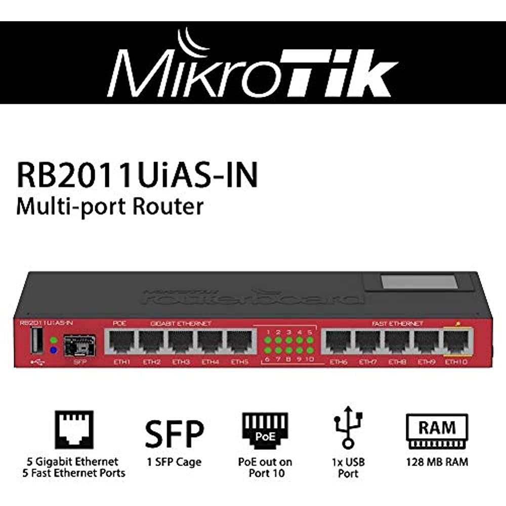 MikroTik RouterBoard RB2011UiAS-IN 1 SFP Port Plus 10 Port Ethernet