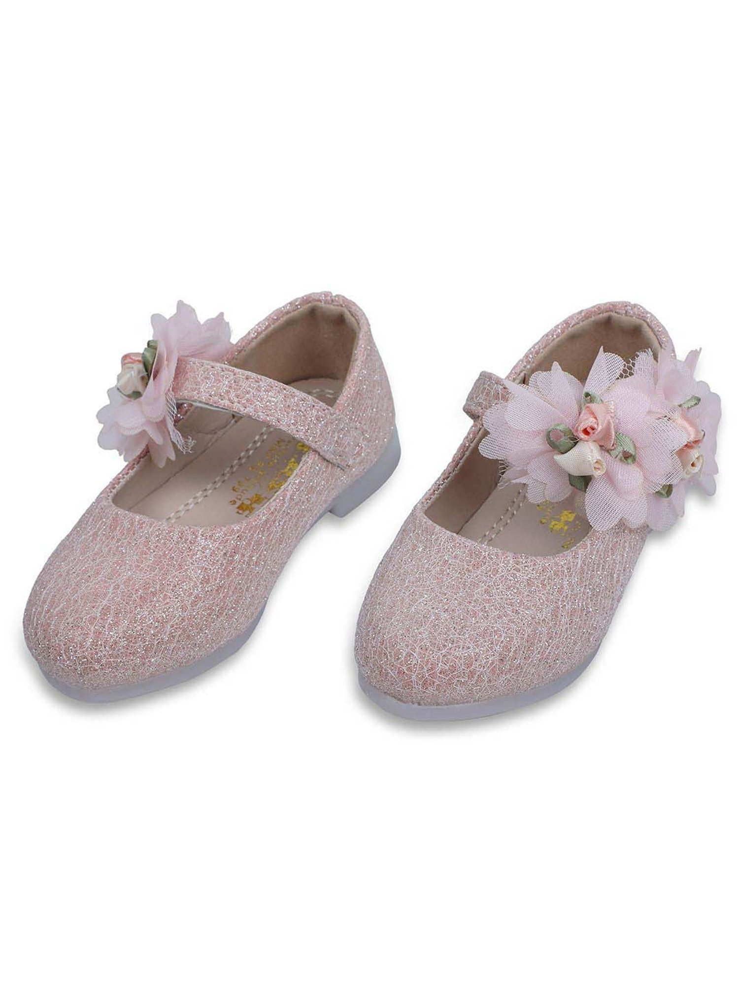 Baby Moo Kids Pink Bash Floral Shimmer Mary Jane Shoes
