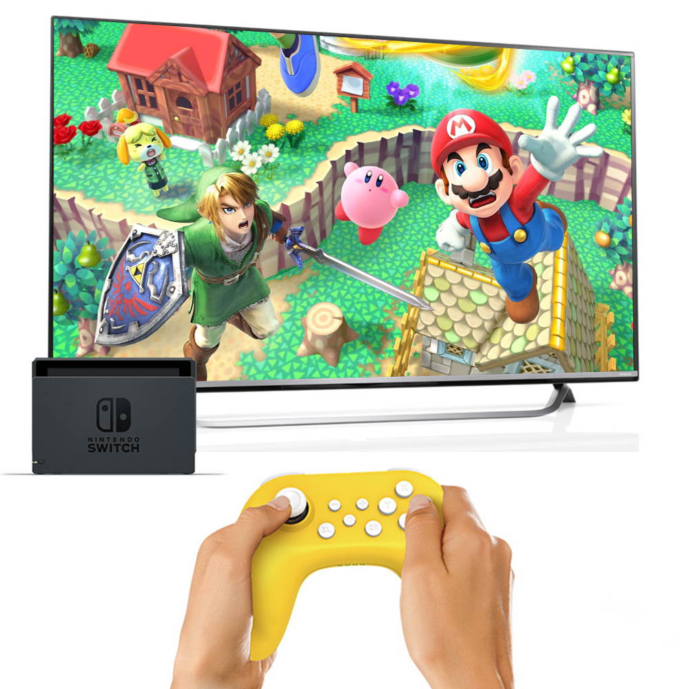 New Nintendo Switch & Switch Lite 3D Joystick Wireless Controller Ergonomic Soft Touch, Yellow