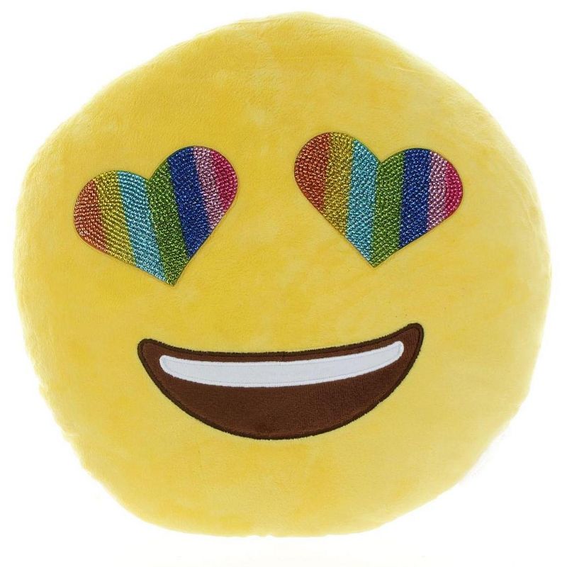 Top Trenz Inc Emojicon 14" Round Blingy Rainbow Eyes Pillow