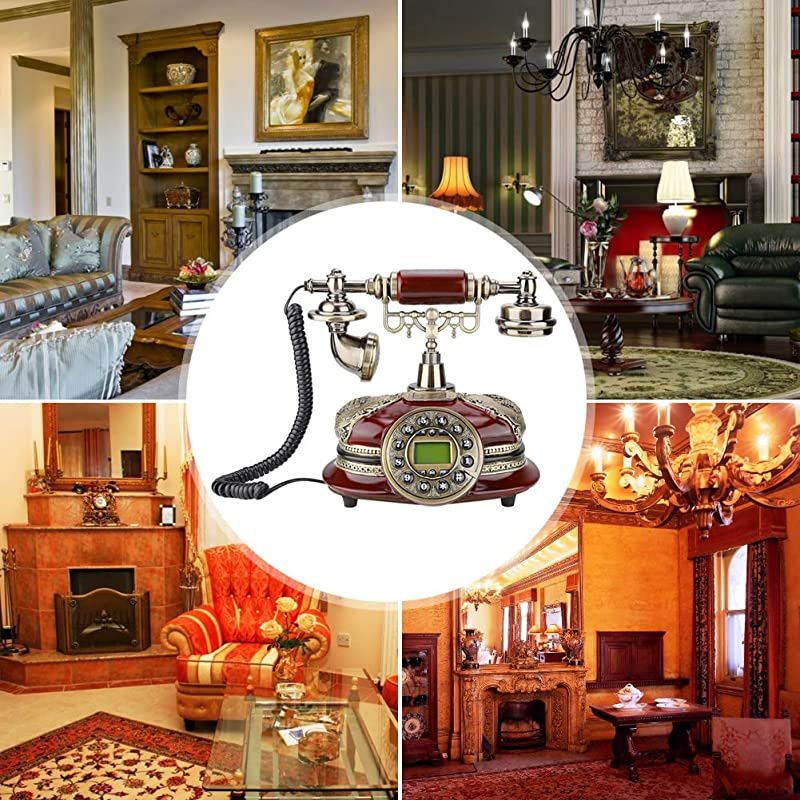 Decoration LandlineRetro Style Resin Material Landline Office Telephone Desk Phone Home Decorative TelephonesAutomatic Detection of FSK and DTMF Caller ID1 Set of Automatic IP