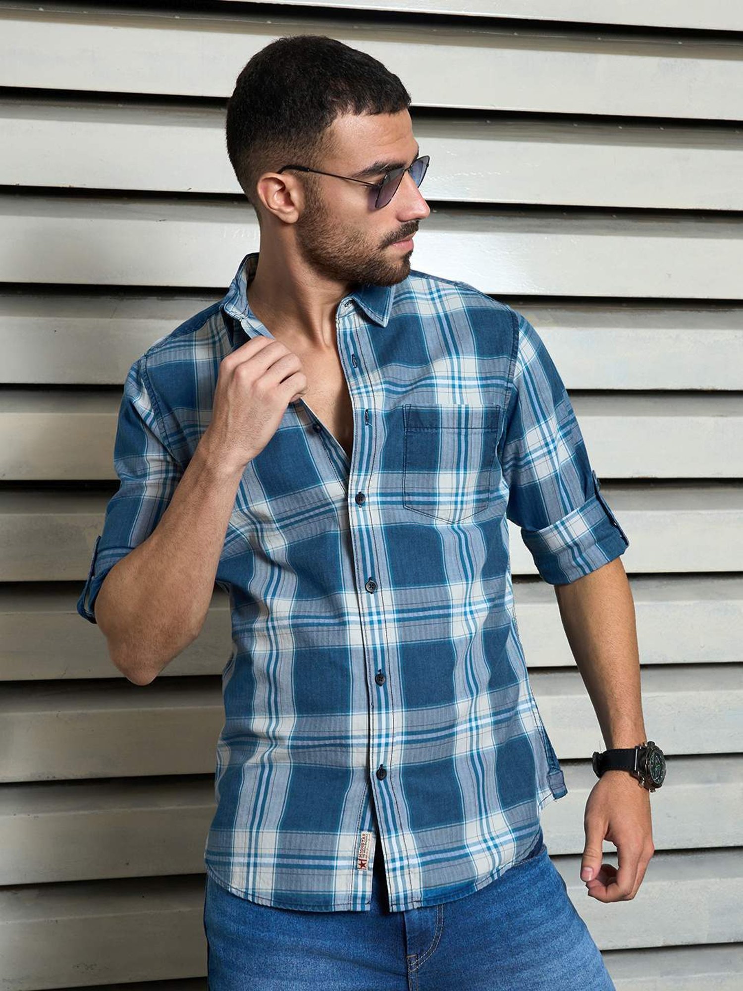 High Star Multi Cotton Regular Fit Checked Shirt