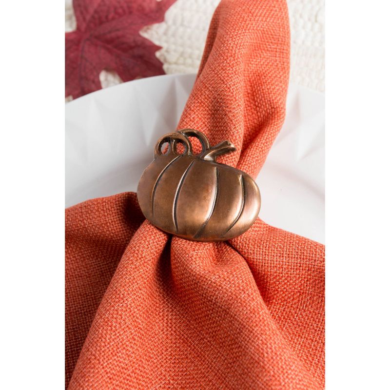 6pk Harvest Pumpkin Napkin Ring Bronze - Design Imports