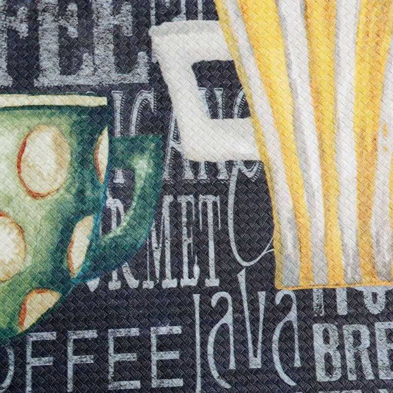 Home Dynamix 19" x 35" Coffee Cups Chalk Kitchen Mat Black/White