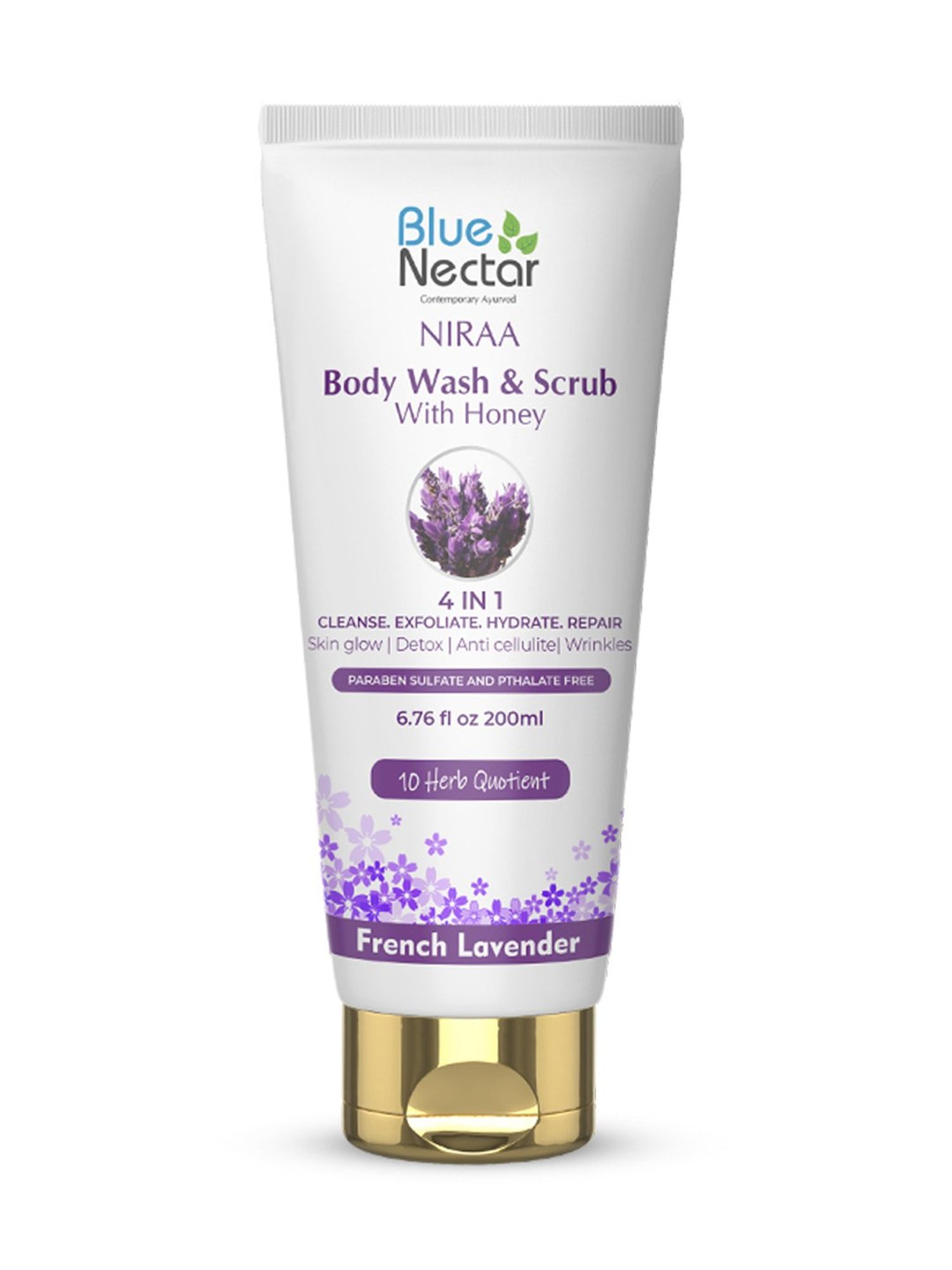 Blue Nectar Niraa French Lavender Body Wash & Scrub with Honey - 200 ml