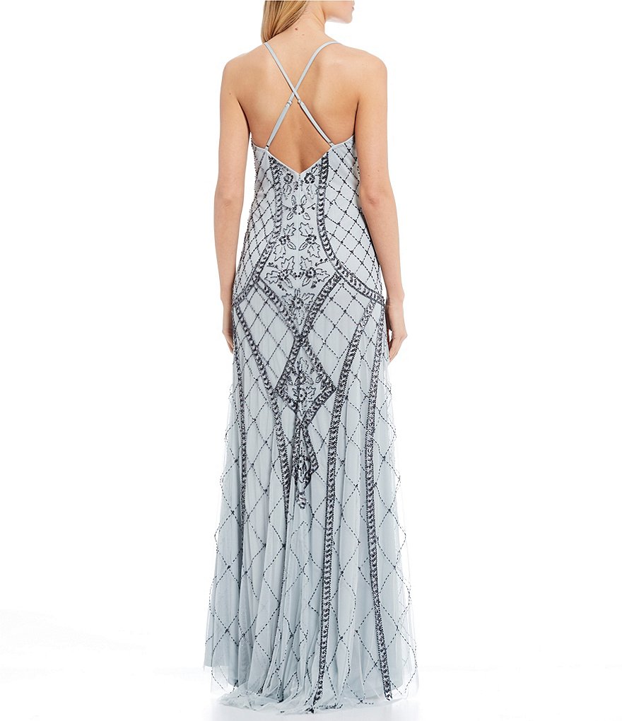 Jump Spaghetti Strap Beaded Pattern Long Dress