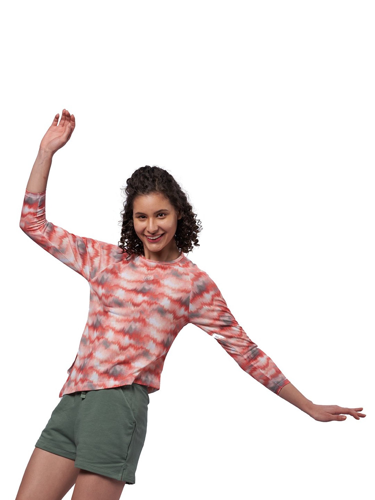 Domin8 Women Tie-Dye Raglan Full Sleeve Asymmetrical Top