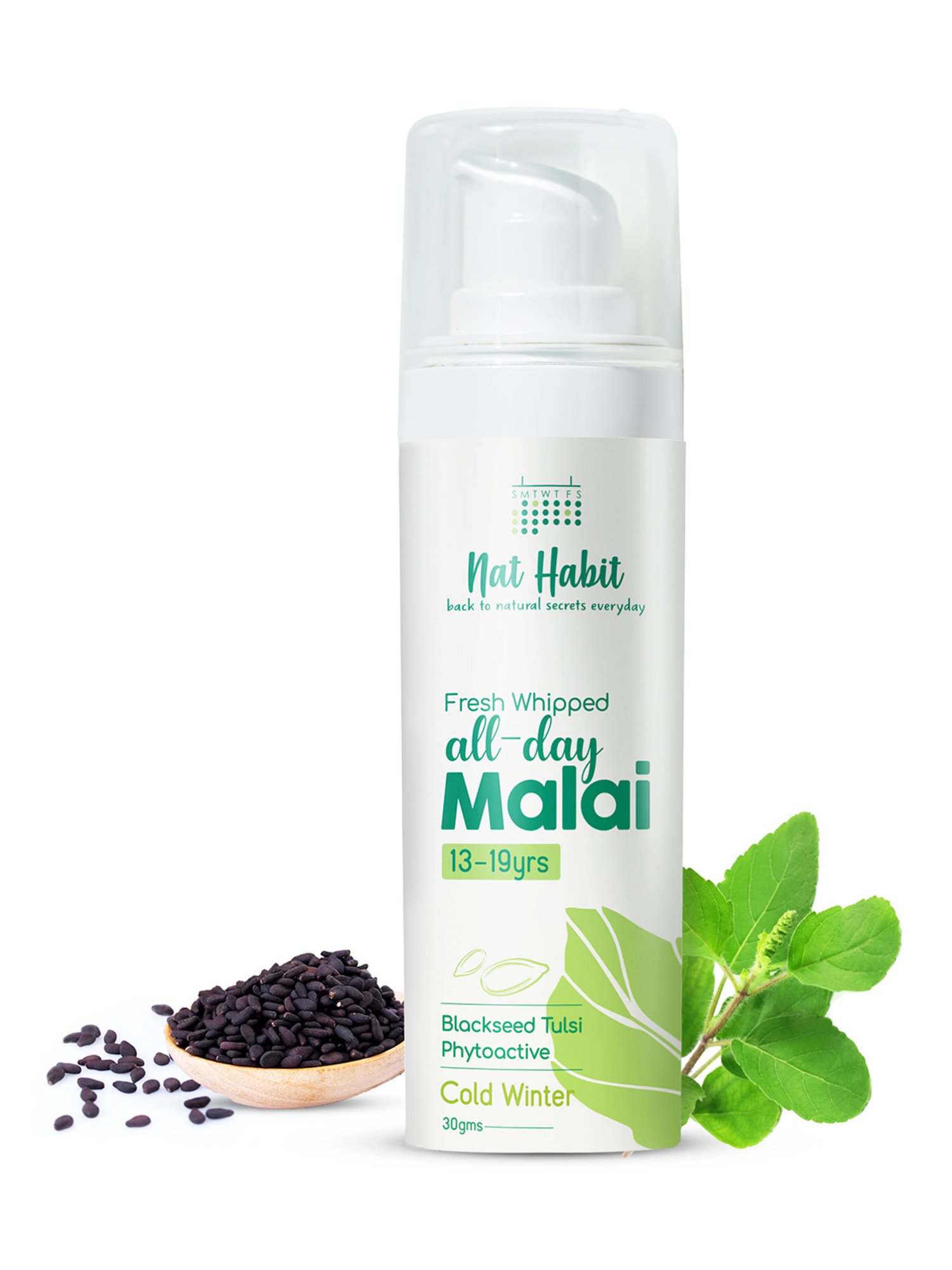 Nat Habit Blackseed Tulsi Phyto Active Fresh Whipped All-Day Malai Face Moisturiser - 30 gm
